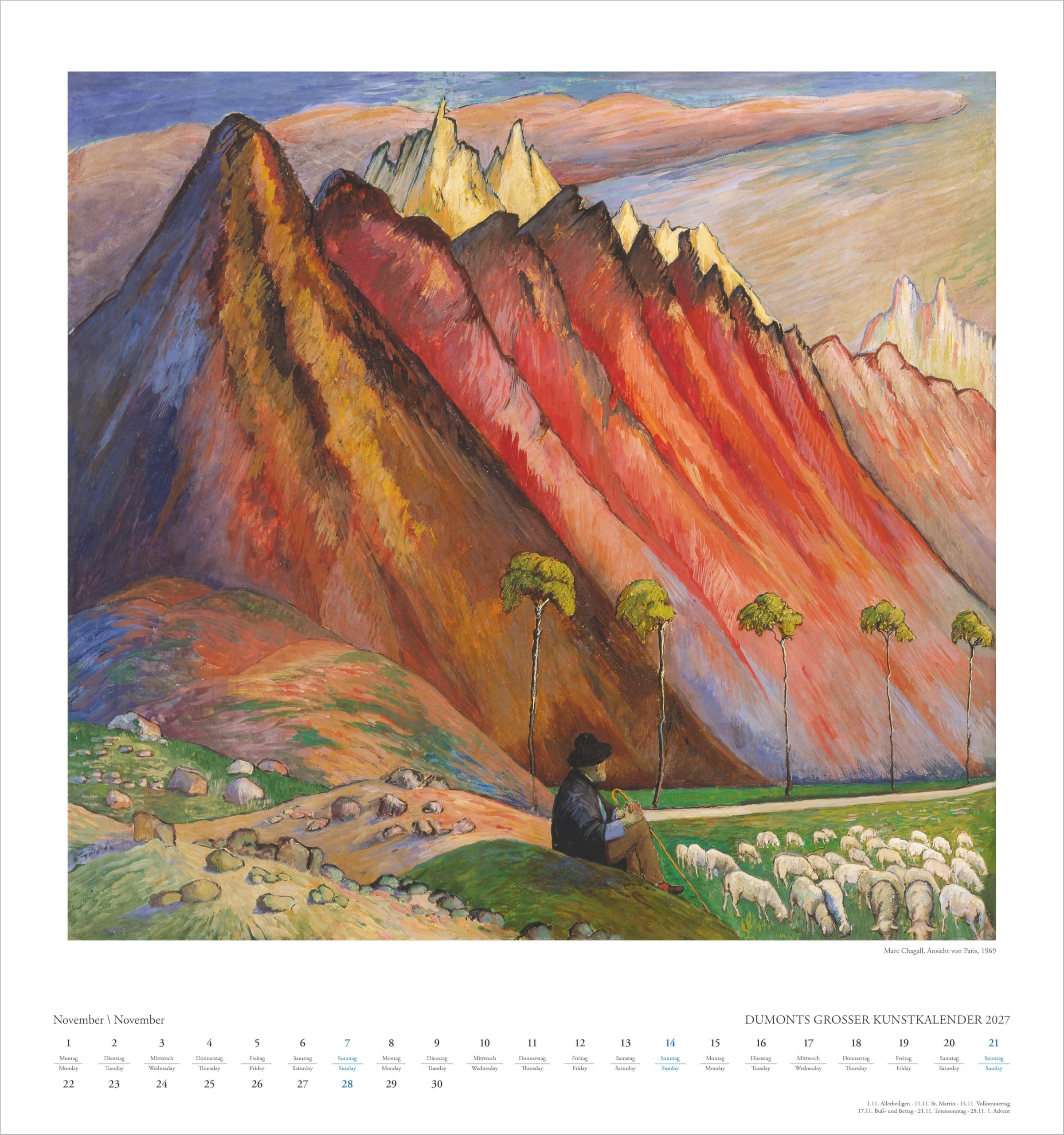 DUMONTS Großer Kunstkalender 2027: Wandkalender 45x48 cm mit Meisterwerken der Klassischen Moderne, Impressionisten und Expressionisten