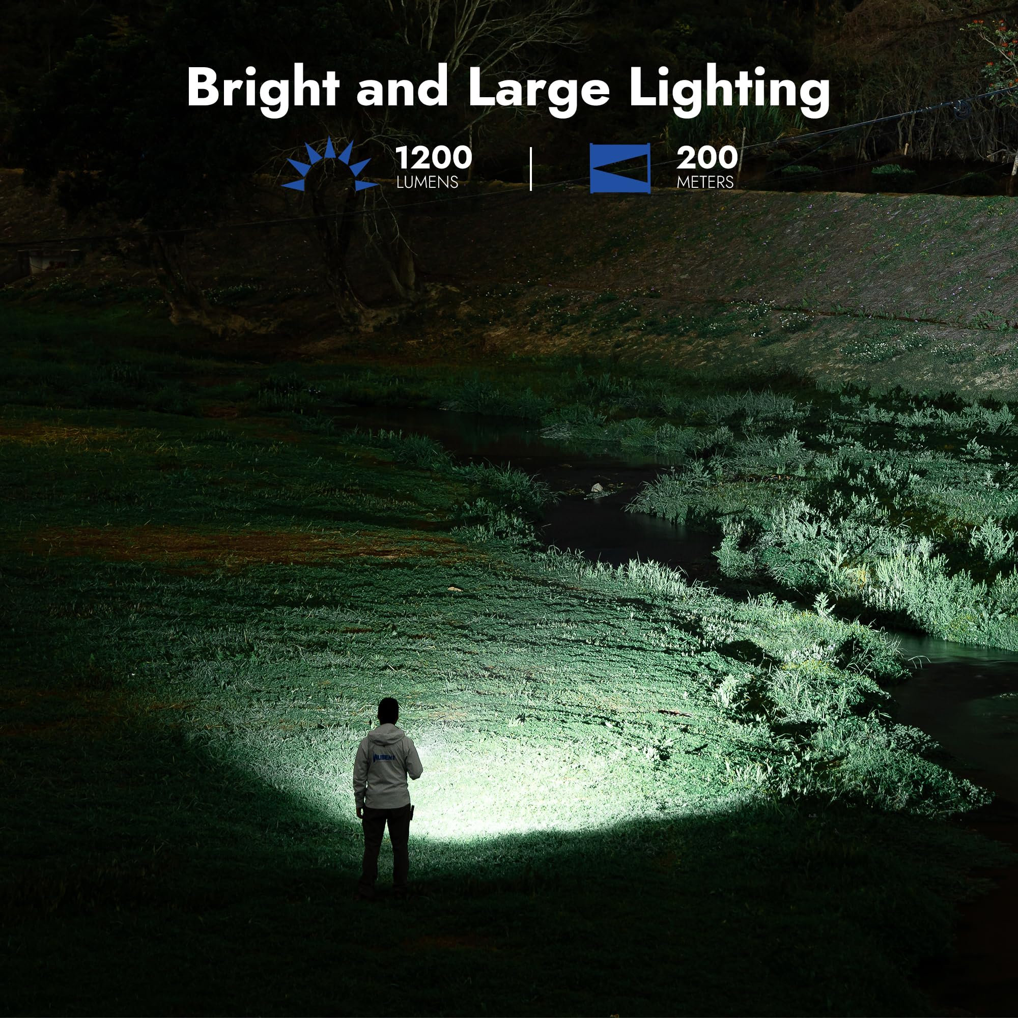 WUBEN Linterna LED L50 recargable, 1200 lúmenes altos, linterna táctica IP68 impermeable con 5 modos, linterna de mano EDC para emergencias de campamento en casa, regalos de herramientas para hombres