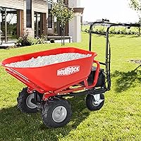 HiHomely Electric Wheelbarrow 500W 48V 28Ah - 500lbs Capacity, 1000lbs Towing, Heavy Duty Motorized Hauler (Red)