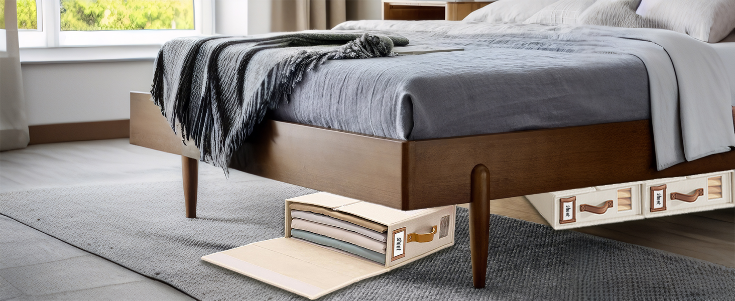 Boite Rangement Sous Lit, Sac De Rangement Vêtement Pliable Avec Fenêtre Transparente Pour