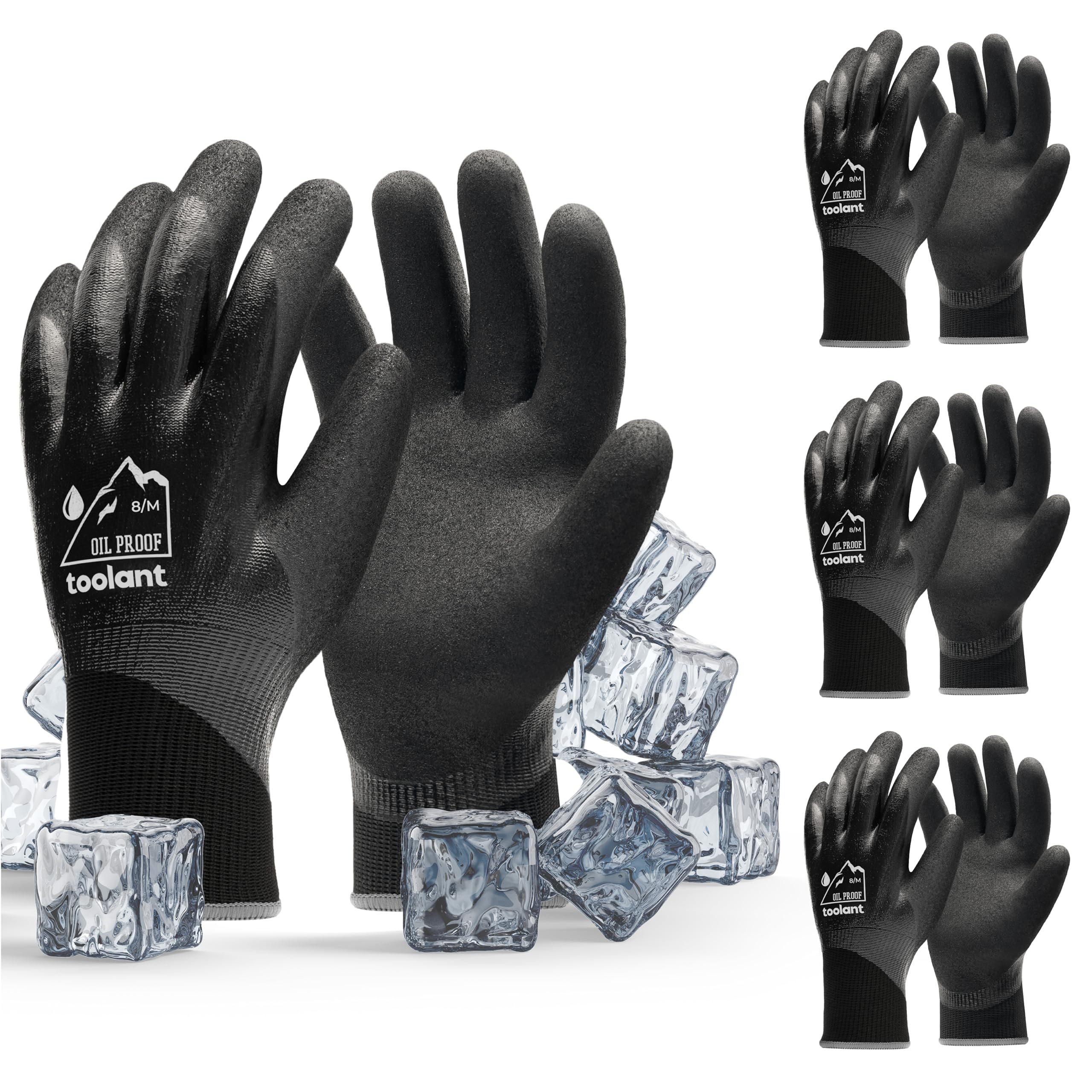 toolant Waterproof Winter Work Gloves, Double Nitrile Oil Resistant Grip