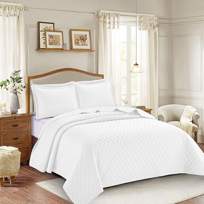 Prime Linens 3 Piece Inspiration Quilted Bedspread Embossed Pattern