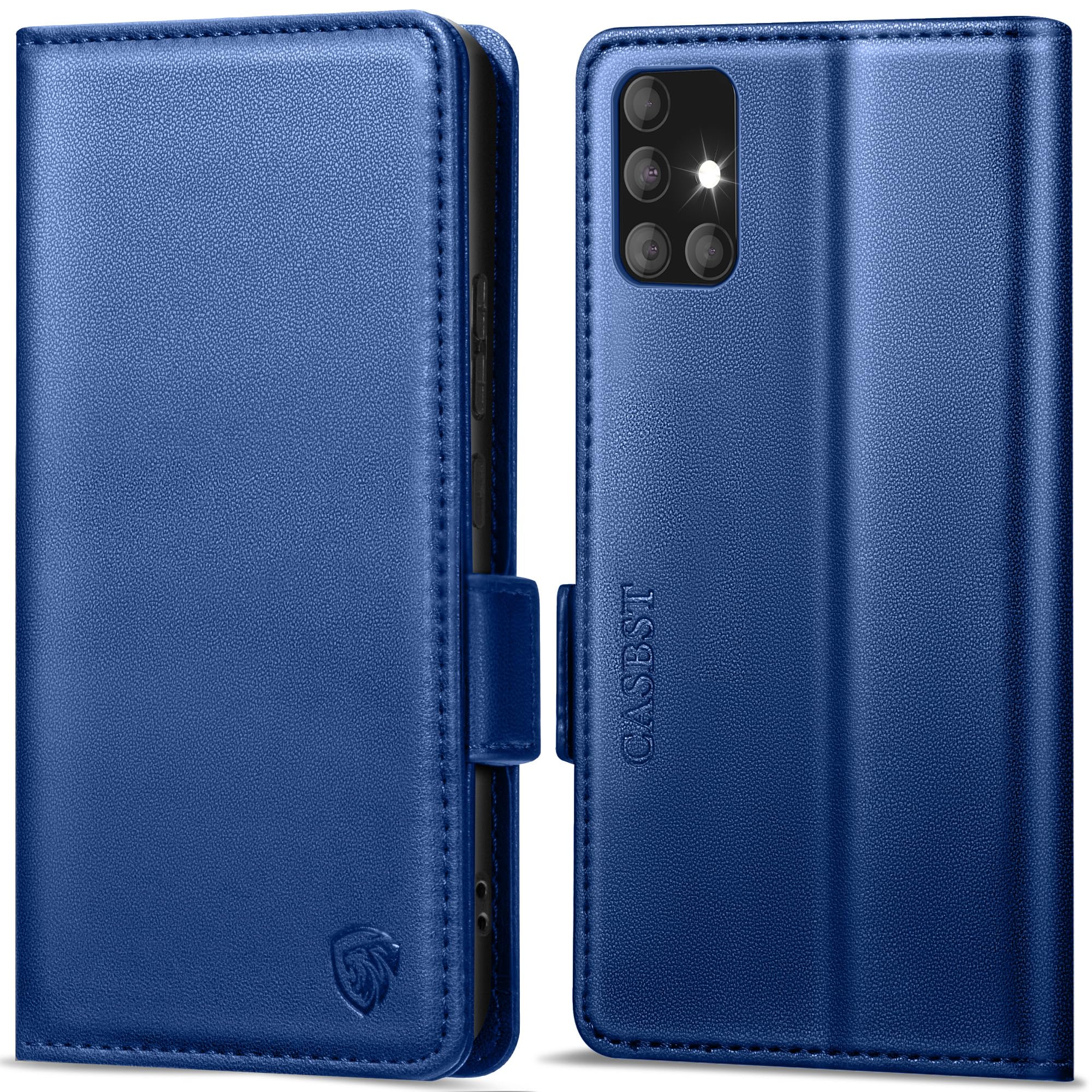 CASBST Handyhülle für Samsung Galaxy A50/A30S Hülle, Premium Leder Schutzhülle Klappbar für Samsung Galaxy A50 Flip Case mit Kartenfach Ständer Magnet Klapphülle für Samsung A50 Hülle (Schwarz)