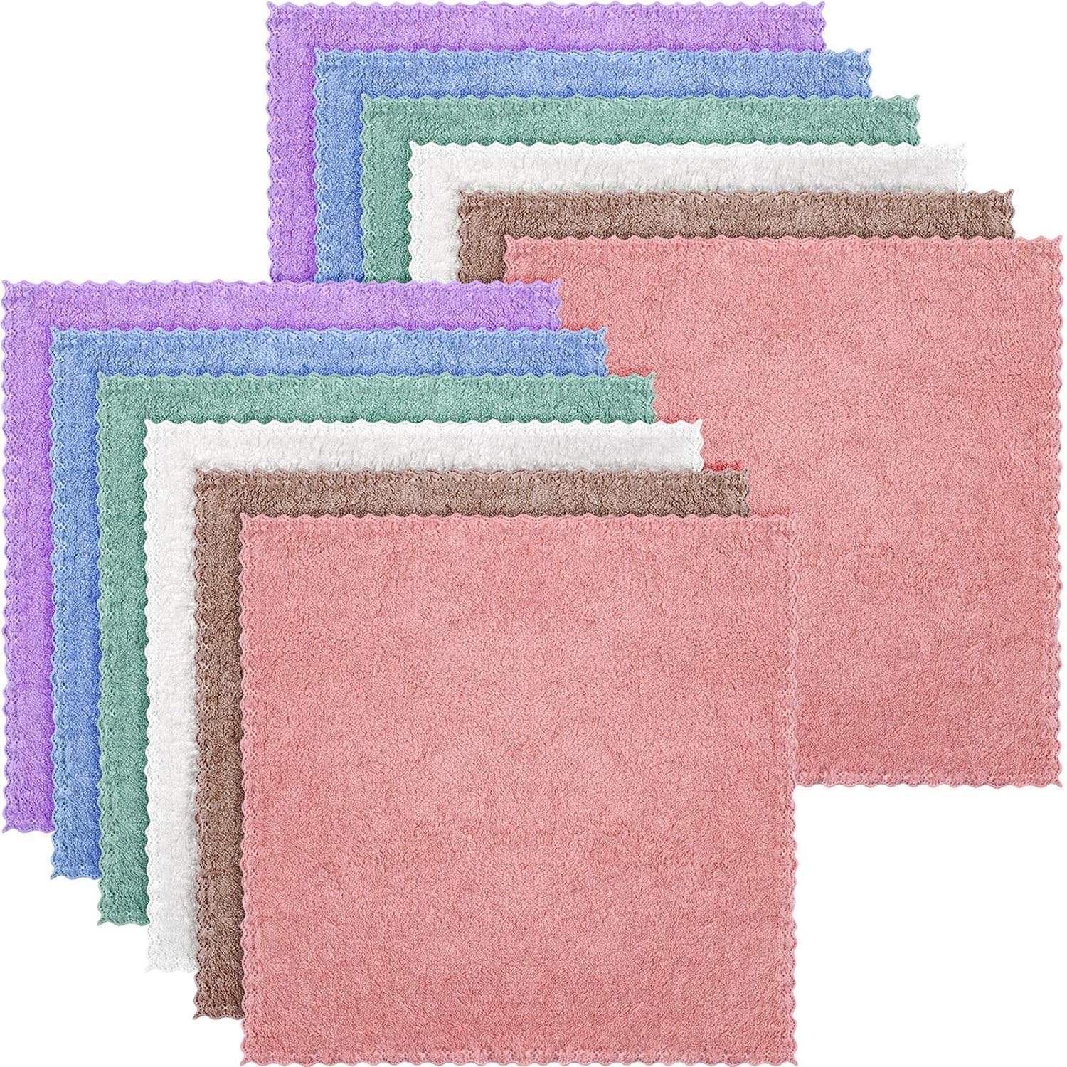 Soft Microfiber Makeup Remover Cloths - 12 Pieces, Quick-Drying Wash Cloths for Gentle Facial Cleansing, 10 x 10 Inch-image-28