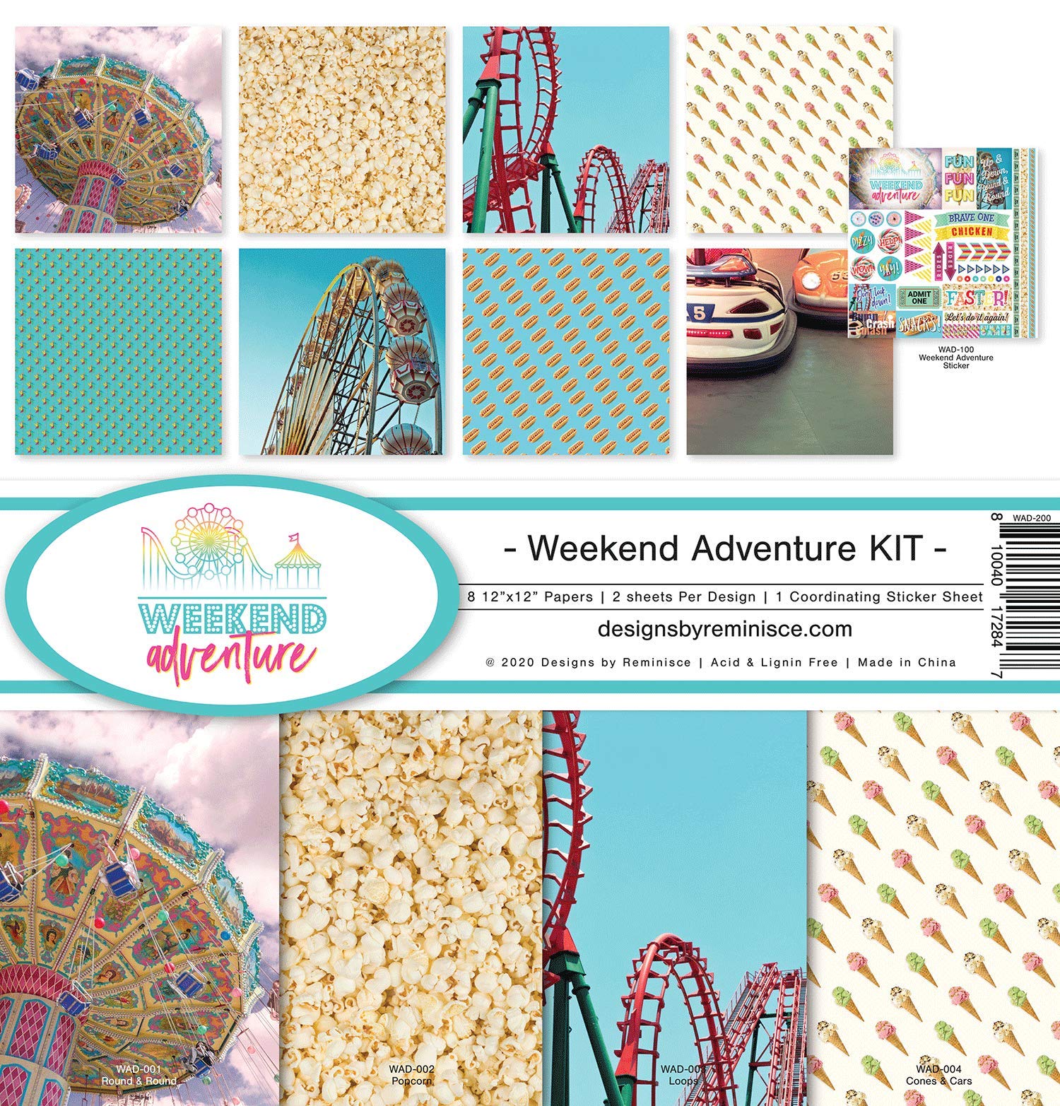 Reminisce Weekend Adventure Scrapbook Collection Kit Paper Crafts, Multi Color Palette