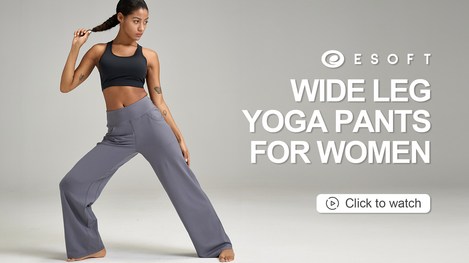 Woman in wide leg yoga pants