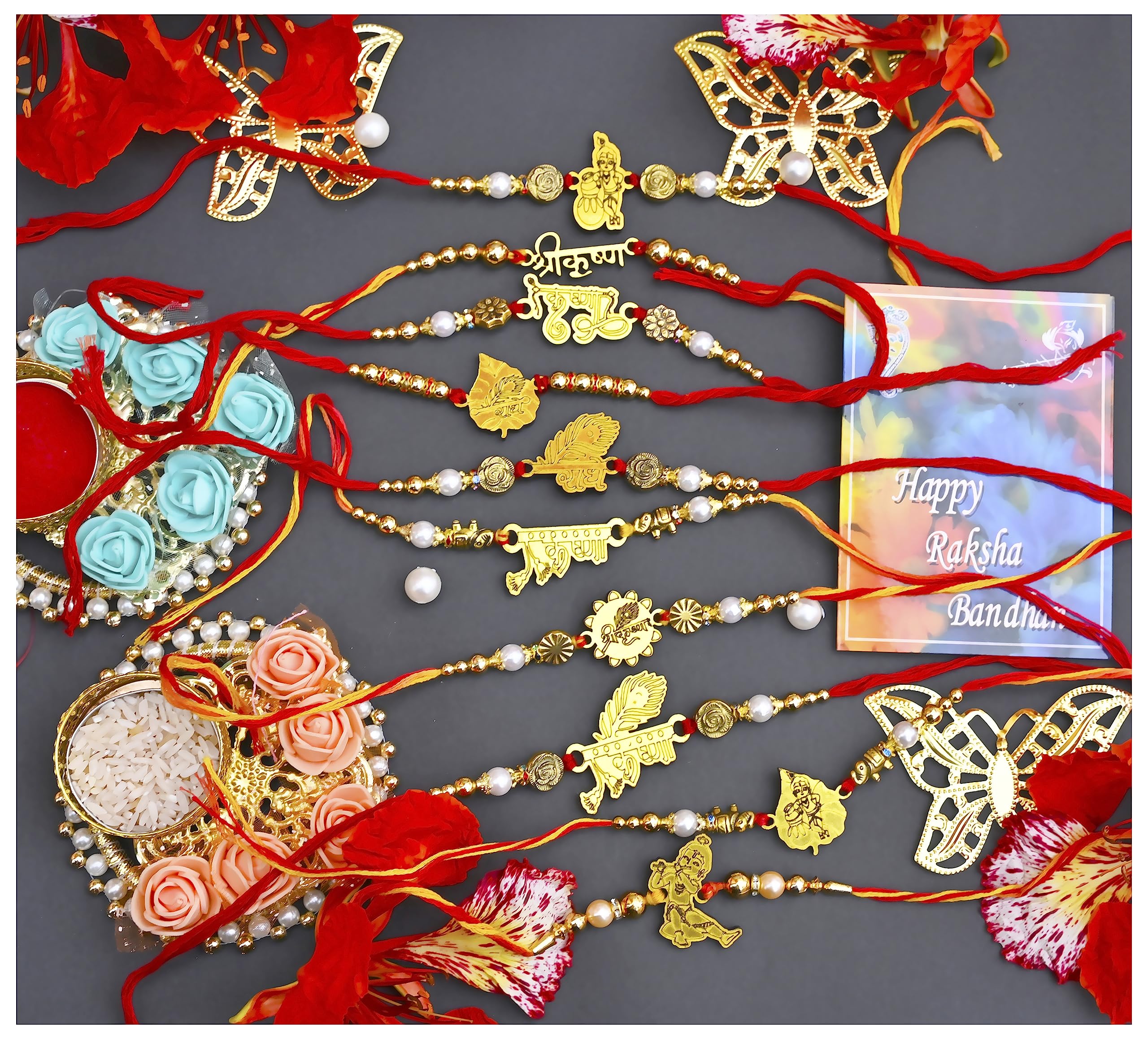 radhesh rakhi Unisex-Adult Rakhi For Brother 10 Rakhi Set And Greeting Card With Roli Chawal Combo For Brother (B0CC8T9H7P) Amazon Price History, Amazon Price Tracker