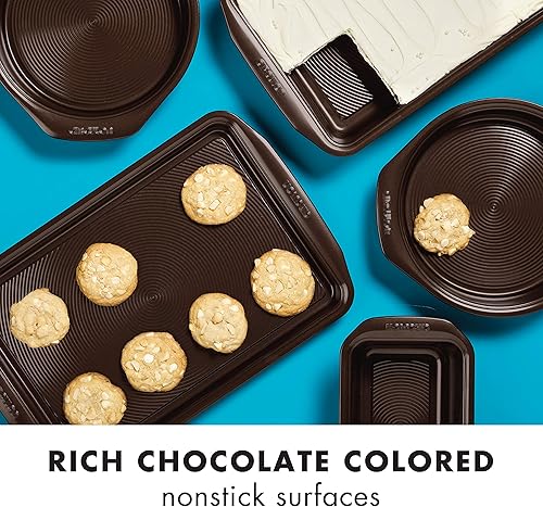Miniatura 6 de Circulon Utensilios antiadherentes para hornear, bandeja para hornear antiadherente, 10 x 15 pulgadas, color marrón chocolate (paquete de 2)