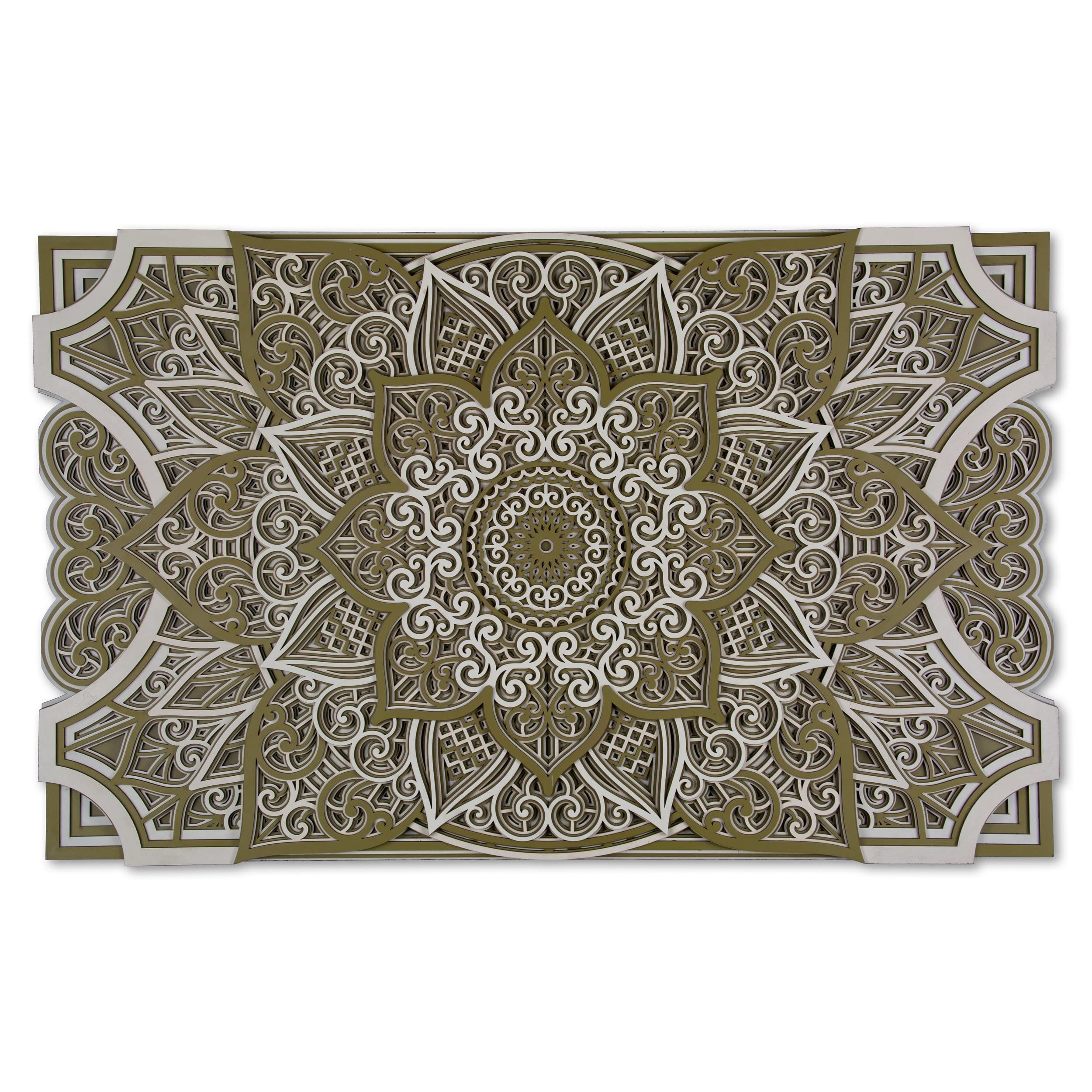 WOODEN ART STUDIO Sacred Flower Geometry Multi Layer Mandala | 1000 x 620 MM