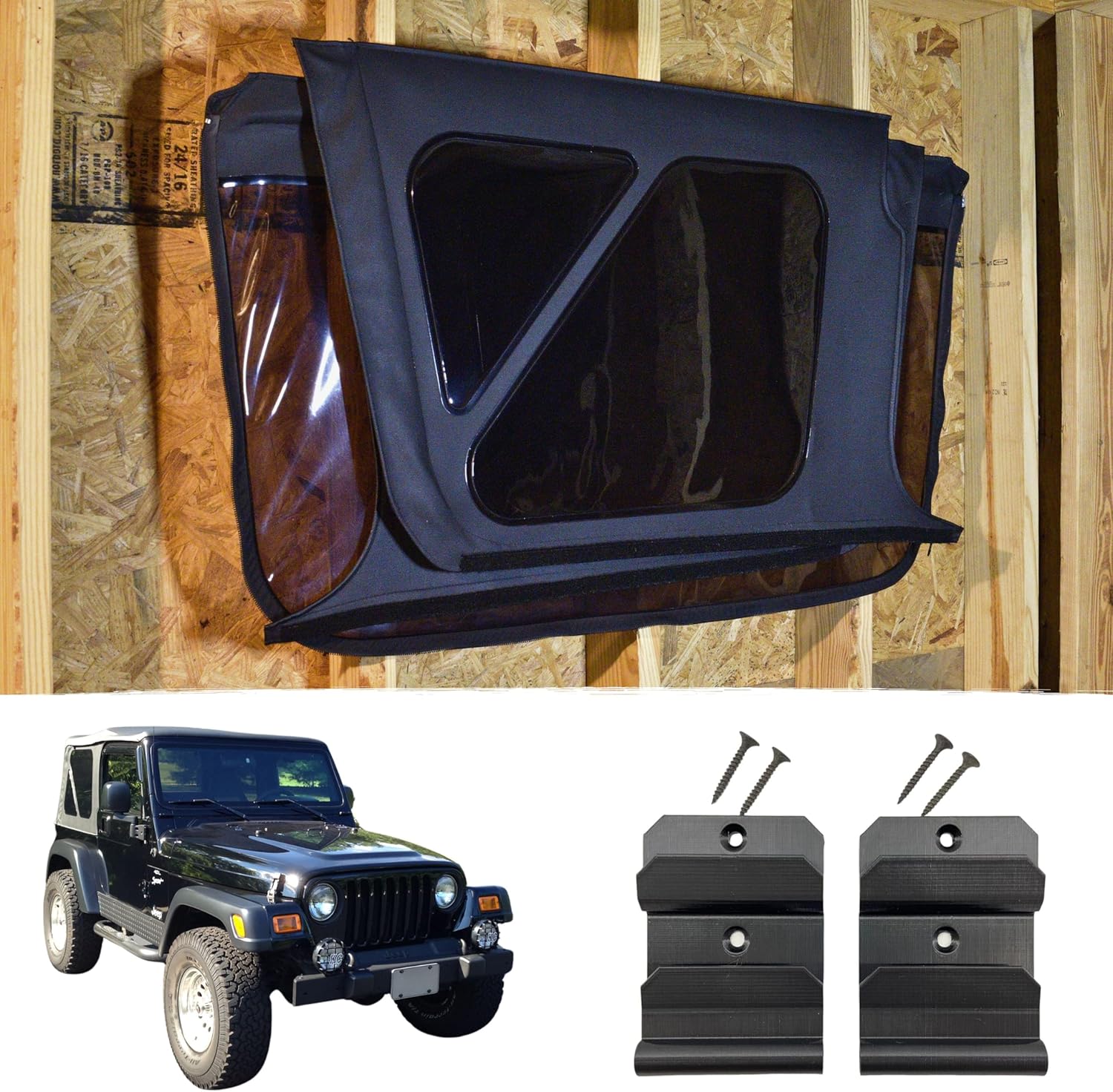Amazon.com: Soft Top Side & Rear Window Wall Mounting Storage Brackets ...