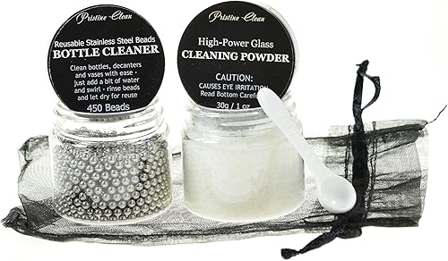 Vista 6 de Pristine Clean Cuentas de limpieza para decantadores, 450 cuentas de acero inoxidable reutilizables para limpiar botellas de vidrio, decantadores