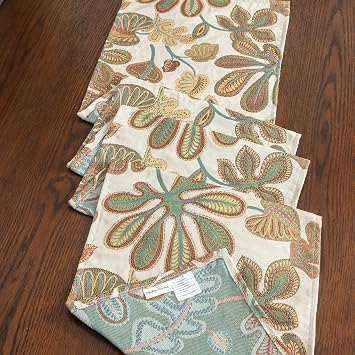 Tropical Leaf Table Runner for Home Decor 13X90 Inches Teal Brown Seasonal Dining Table Decoration for Home