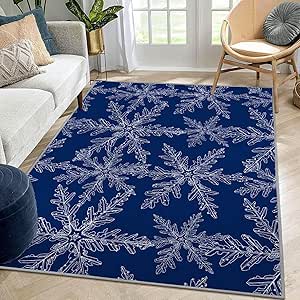 Amazon.com: Azppsad Winter Area Rug, White Snowflakes on Blue Pattern ...