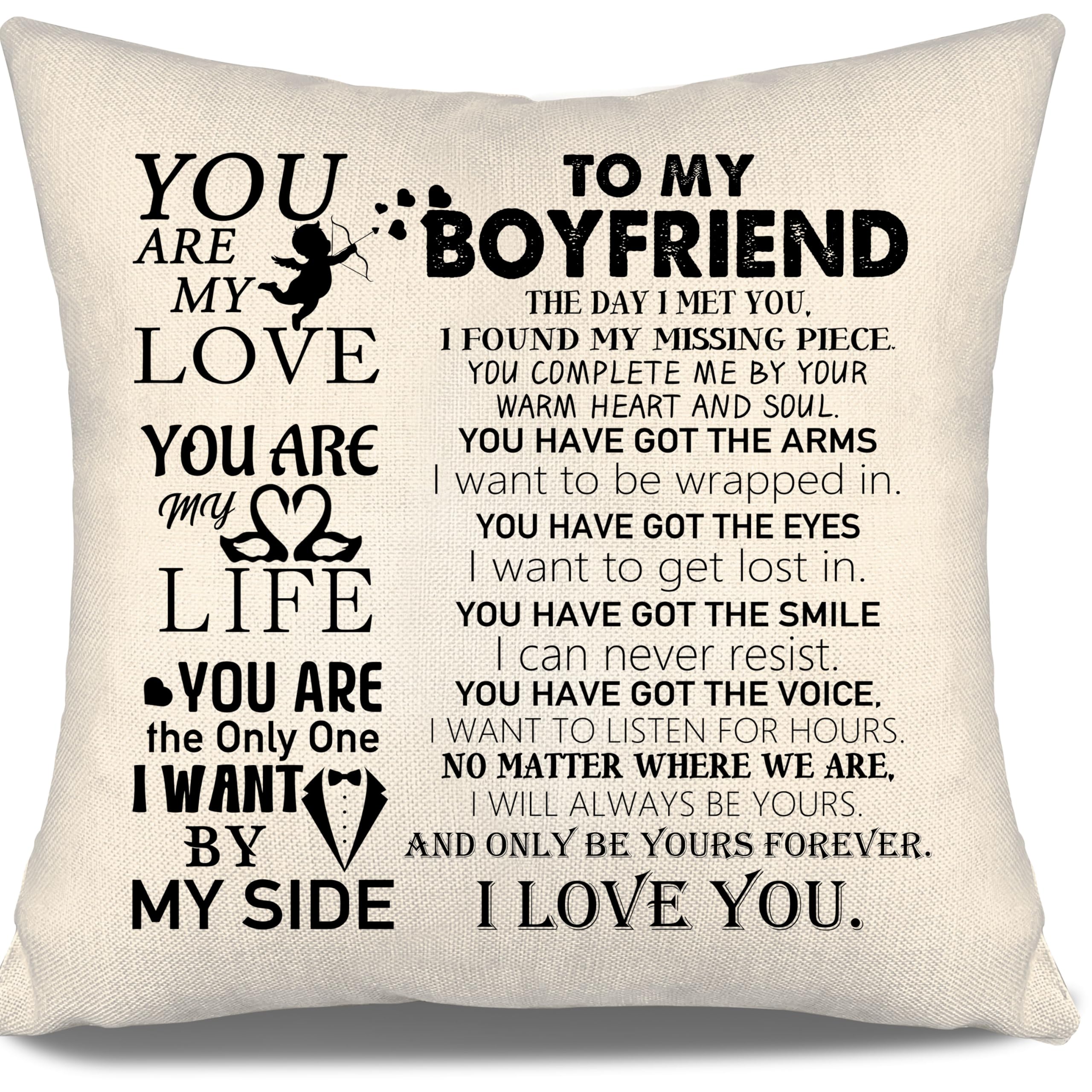 Aosumin Boyfriend Cushion Cover You Are The Only One I Want By My Side Romantic Present for Him Birthday Gift Valentine's Day Boyfriend Gift from Girlfriend (boyfriend)