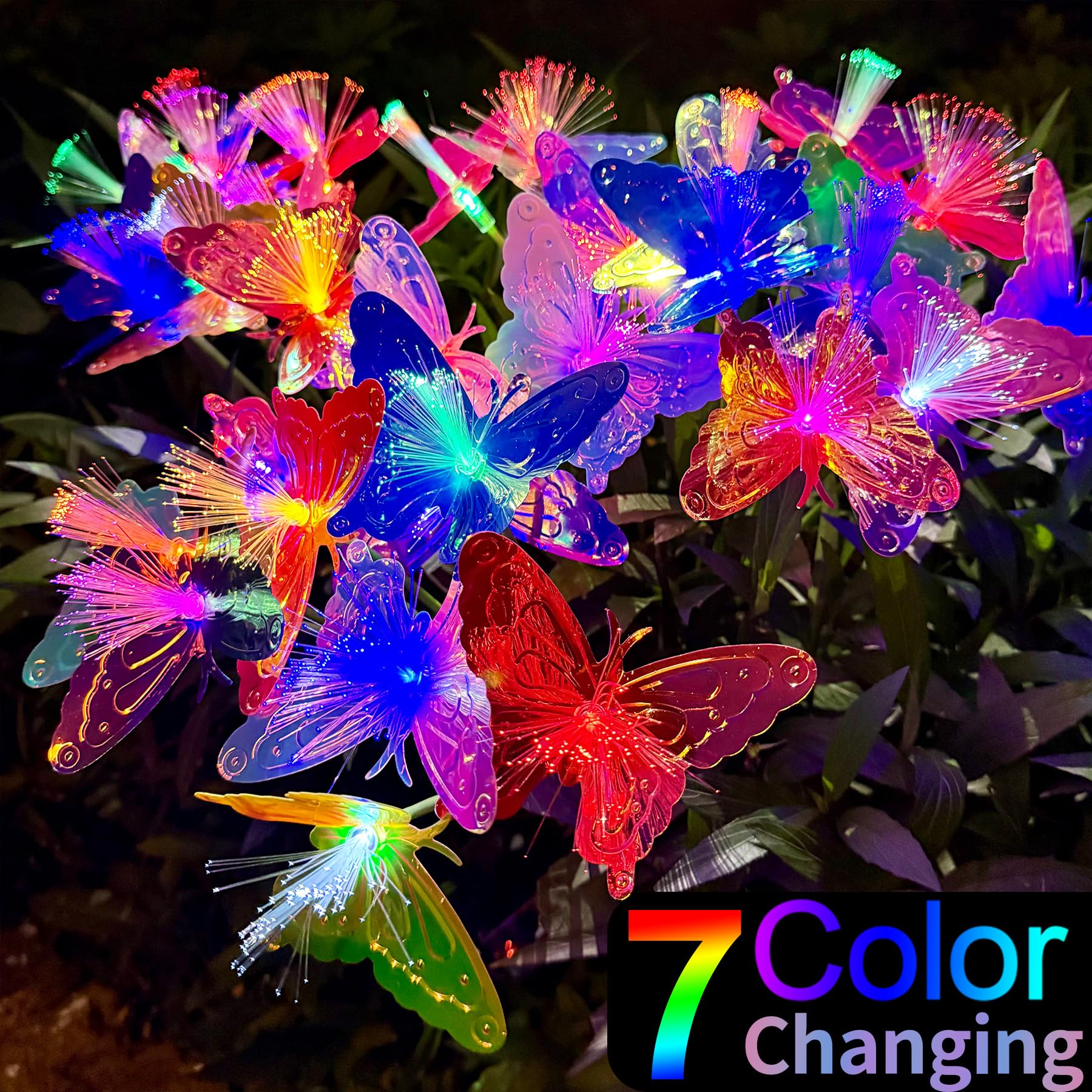 TZEKING Solar Garden Lights, 2 Pieces 16 LED Solar Lights Outdoor, Solar Butterfly Lights, IP65 Waterproof Outdoor - Image 3