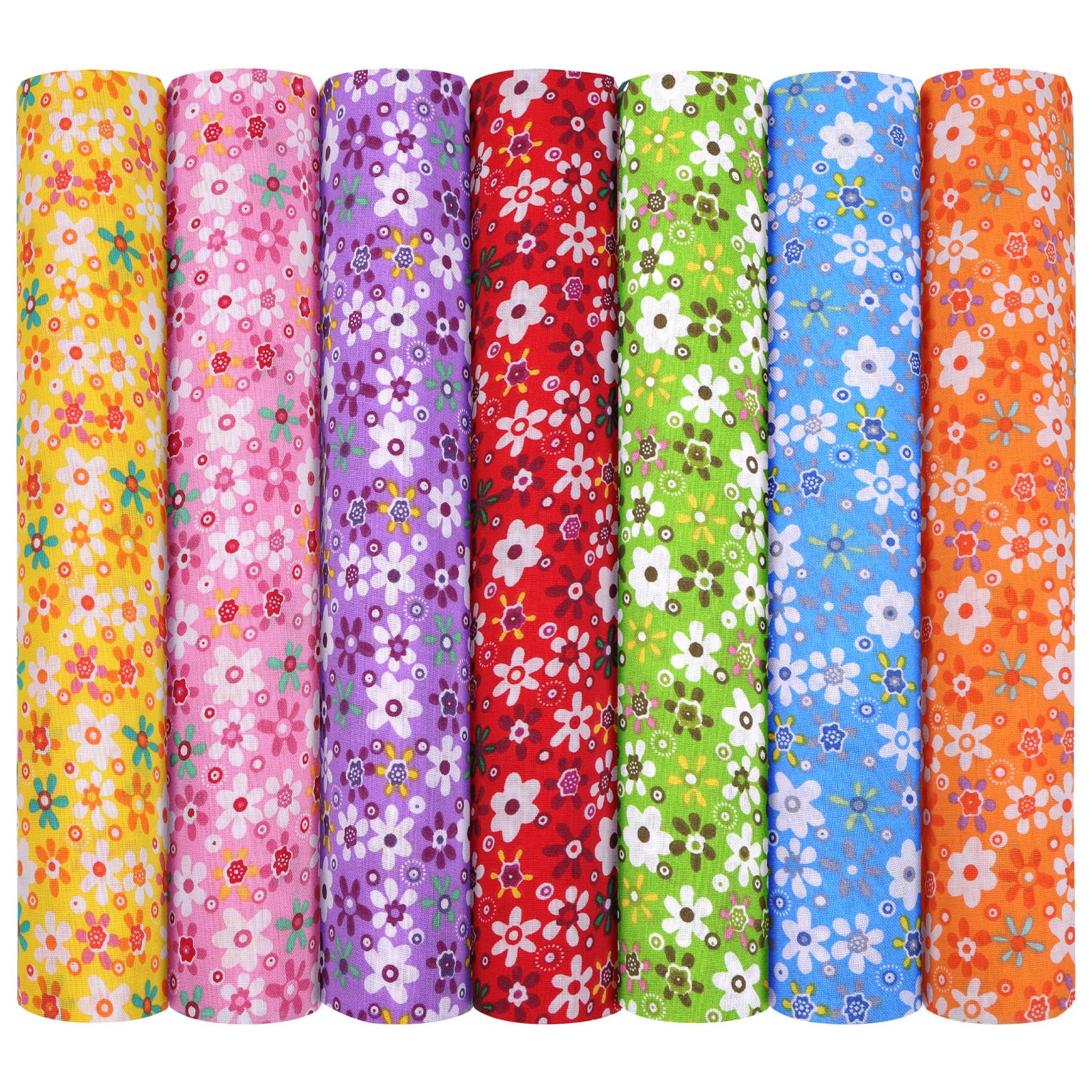 AOOSA 7pcs Fabric Bundles, 20"x20" Cotton Quilting Fabric Squares, Colorful