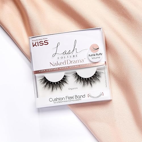 Miniatura 5 de KISS Lash Couture Naked Drama Pestañas postizas de visón sintético 3D voluminosas con banda flexible acolchada, punta dividida, cónicas,