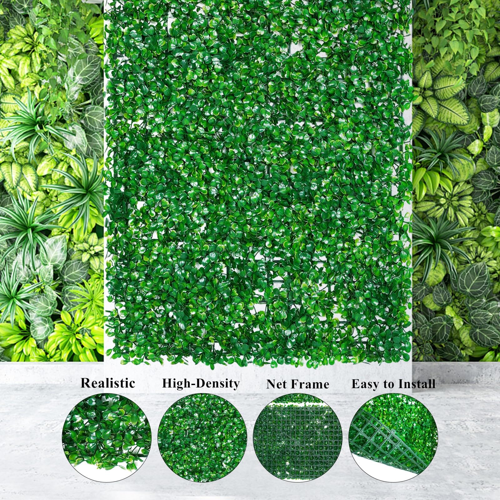 12 pezzi di piante artificiali da parete 40x60cm impermeabili, pannello di tappeto artificiale parete di piante, protezione della vista rinverdimento delle pareti recinzioni decorative per balcone