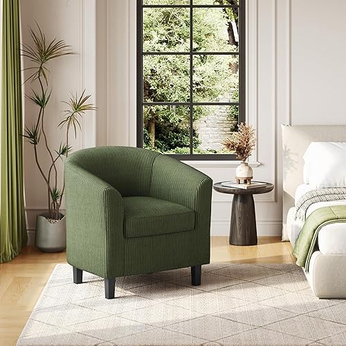 Miniatura 31 de Yaheetech Silla de club de cuero, silla decorativa de piel sintética, sillón moderno para sala de estar con patas de madera y asiento acolchado para