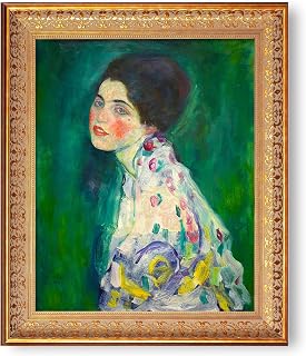 Portrait of a Lady by Gustav Klimt Framed Size:24.5 x 20.5 inches,Image Size:20x16 inches,Gold Frame The World Classic Art Reproductions,Giclee Canvas Prints Wall Art for Home Décor