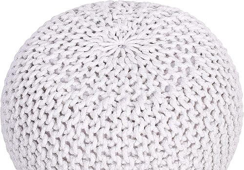 Miniatura 119 de BIRDROCK HOME Puf otomano cuadrado | Taburete de algodón trenzado con relleno de puf | Reposapiés bohemio para sala de estar, dormitorio, asiento