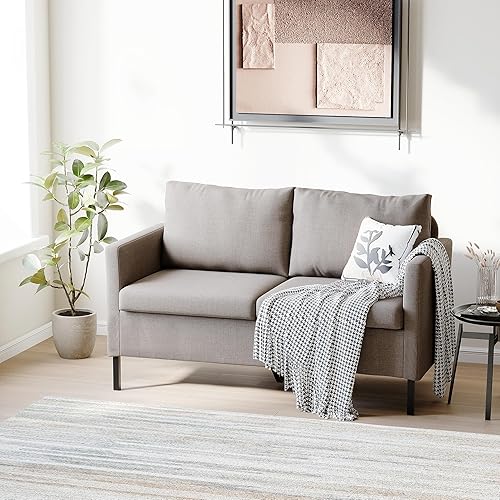 Miniatura 10 de TYBOATLE Sofá biplaza moderno de tela para sala de estar asientos tapizados de 51 pulgadas de ancho muebles de 2 plazas con patas de hierro para