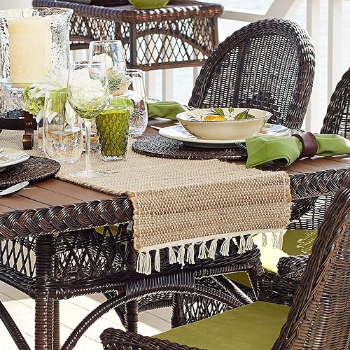 Miniatura 3 de FRELISH DÉCOR Camino de mesa tejido a mano de algodón de yute de 14 x 72 pulgadas, seis plazas, estilo granja, antideslizante, duradero, perfecto