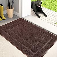 PURRUGS Dirt Trapping Door Mat 20x31.5 - Non-Slip Machine Washable Entryway Rug, Super Absorbent Dog Doormat for Muddy Shoes & Paws, Brown