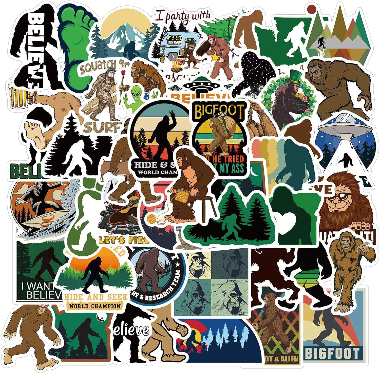 50Pcs Bigfoot Outdoor Nature Vinyls Stickers Laptop Sticker
