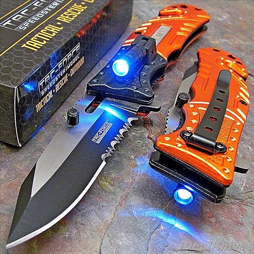 Tac-force navaja de bolsillo de rescate táctico EMT LED naranja