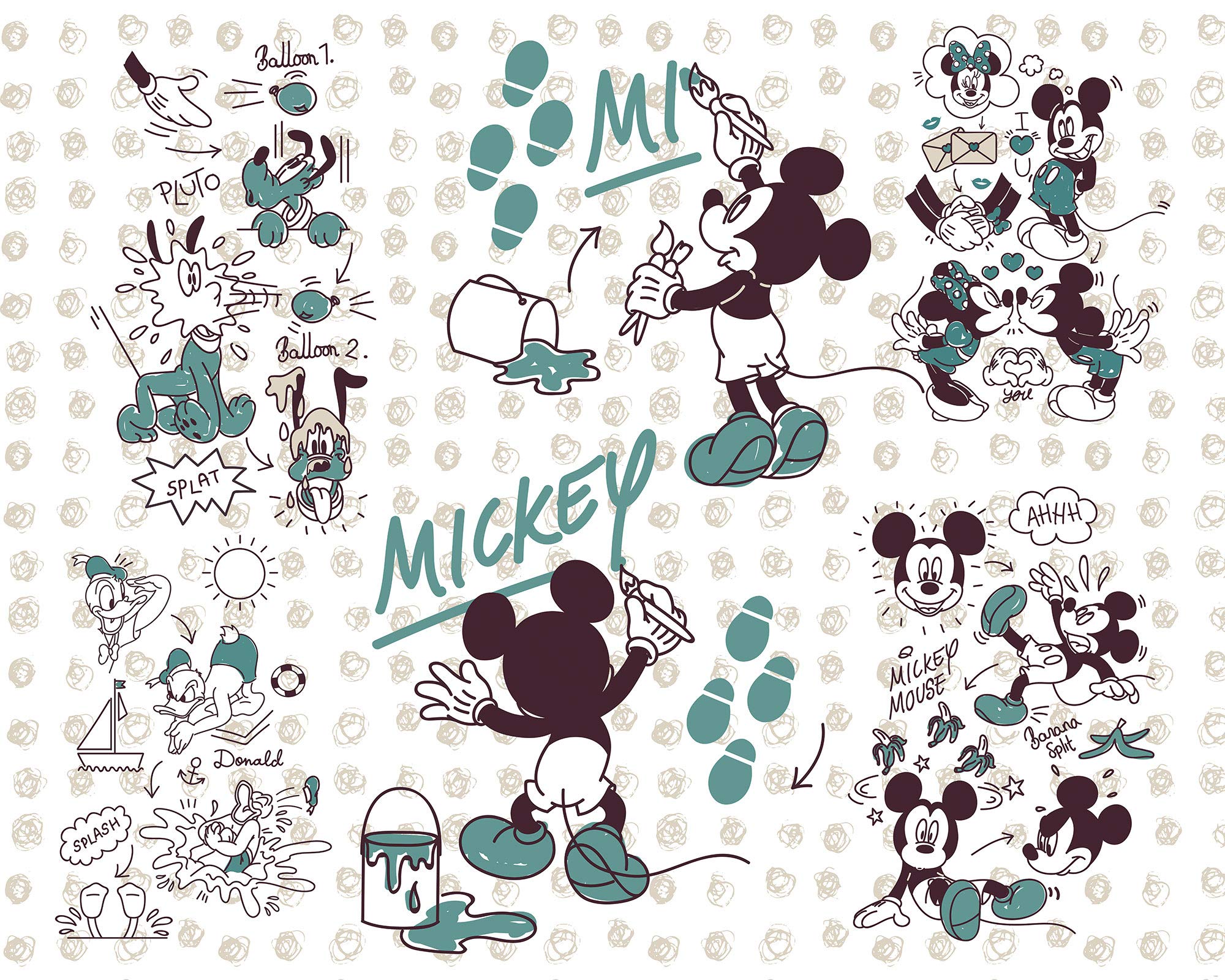 Komar Digitaldruck Vlies Fototapete - Mickey and Friends - Größe 350 x 280 cm