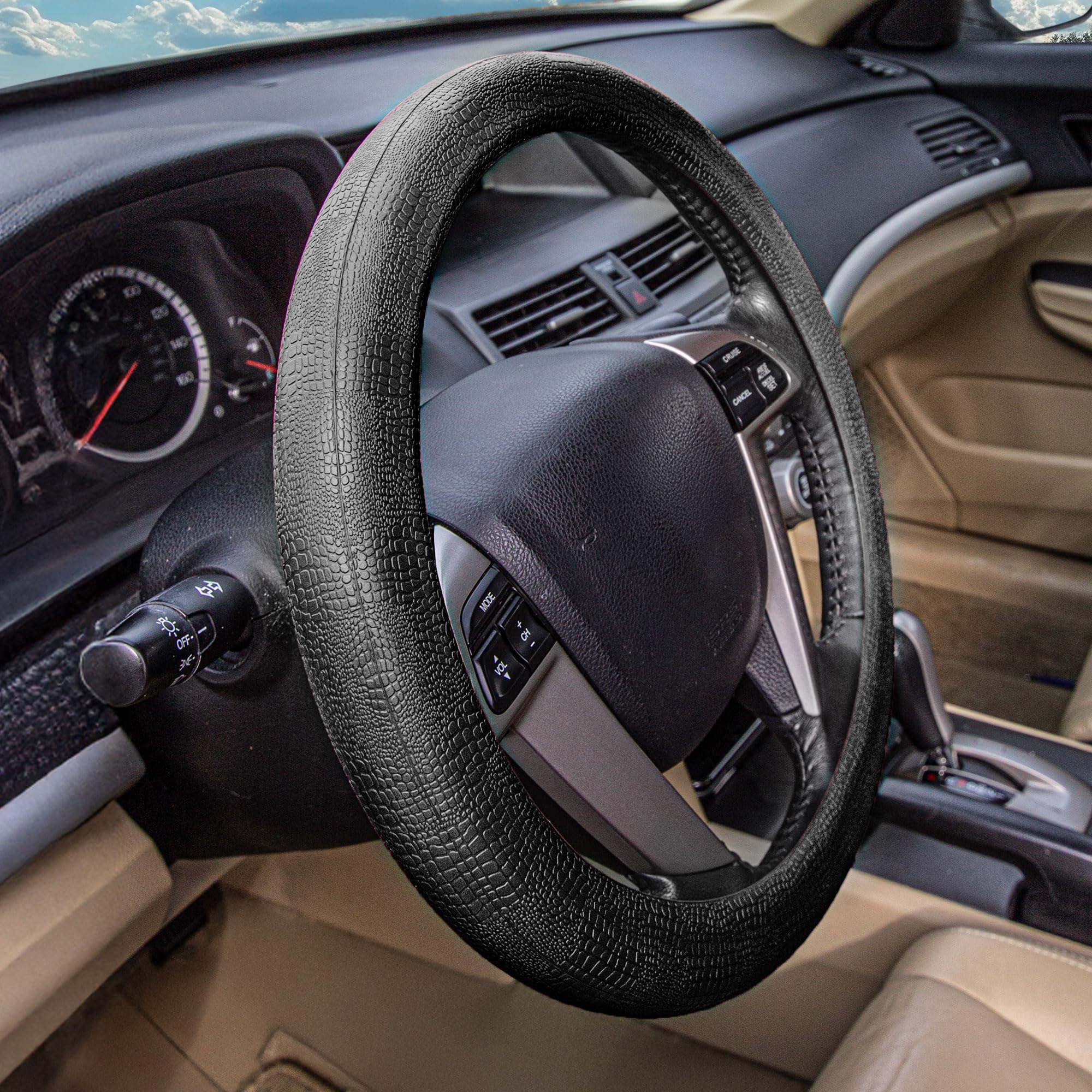 Coprivolante Auto Beige Pelle Adulto Comodità Sicurezza 37x39 Protezione - Foto 10