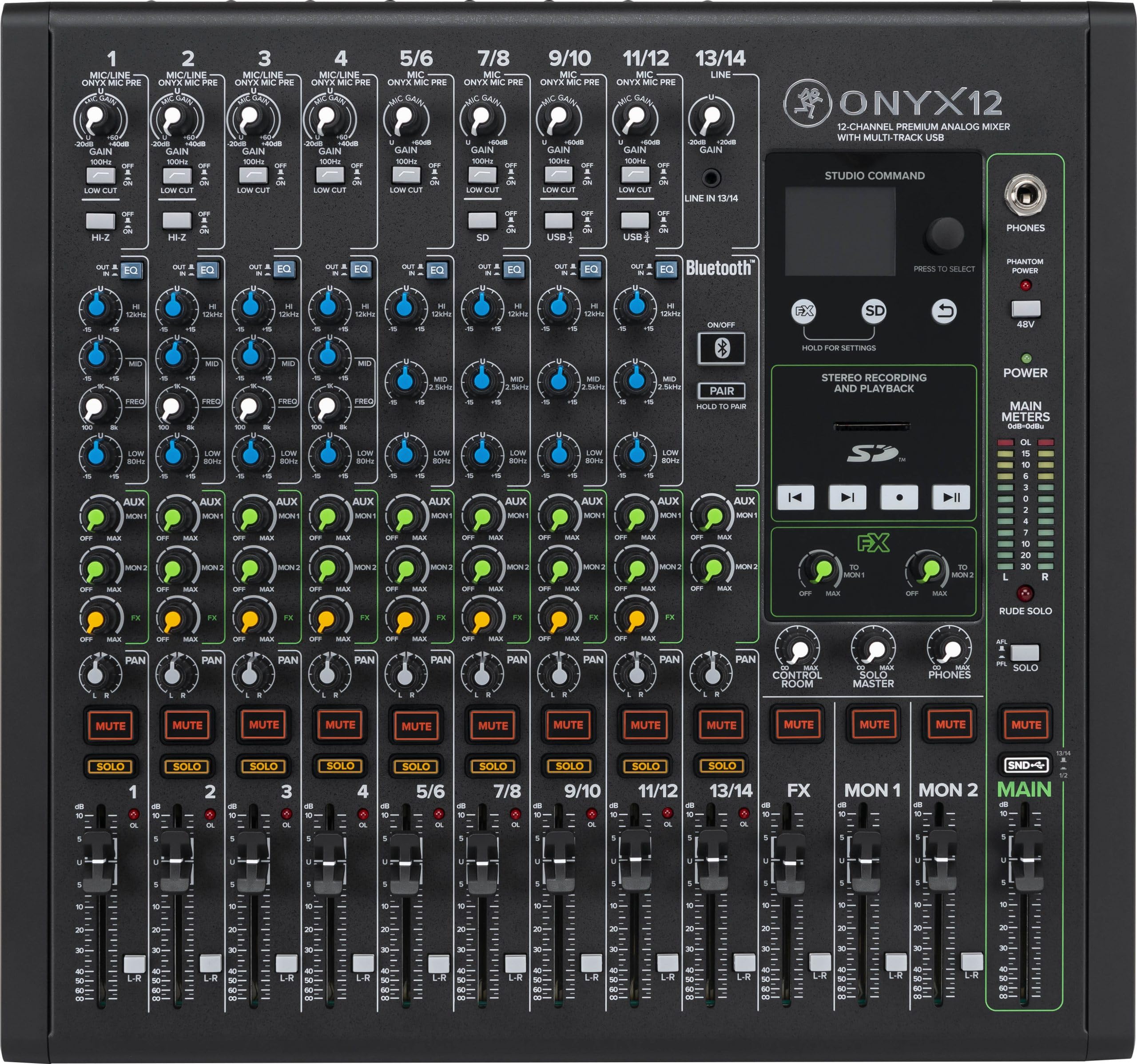 MACKIE Onyx12 Mezclador Analógico Premium de 12 Canales con USB