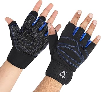 ArrowMax Gym Gloves for Men & Women with Wrist Support, Weightlifting & Cycling Gloves, Spider Gel