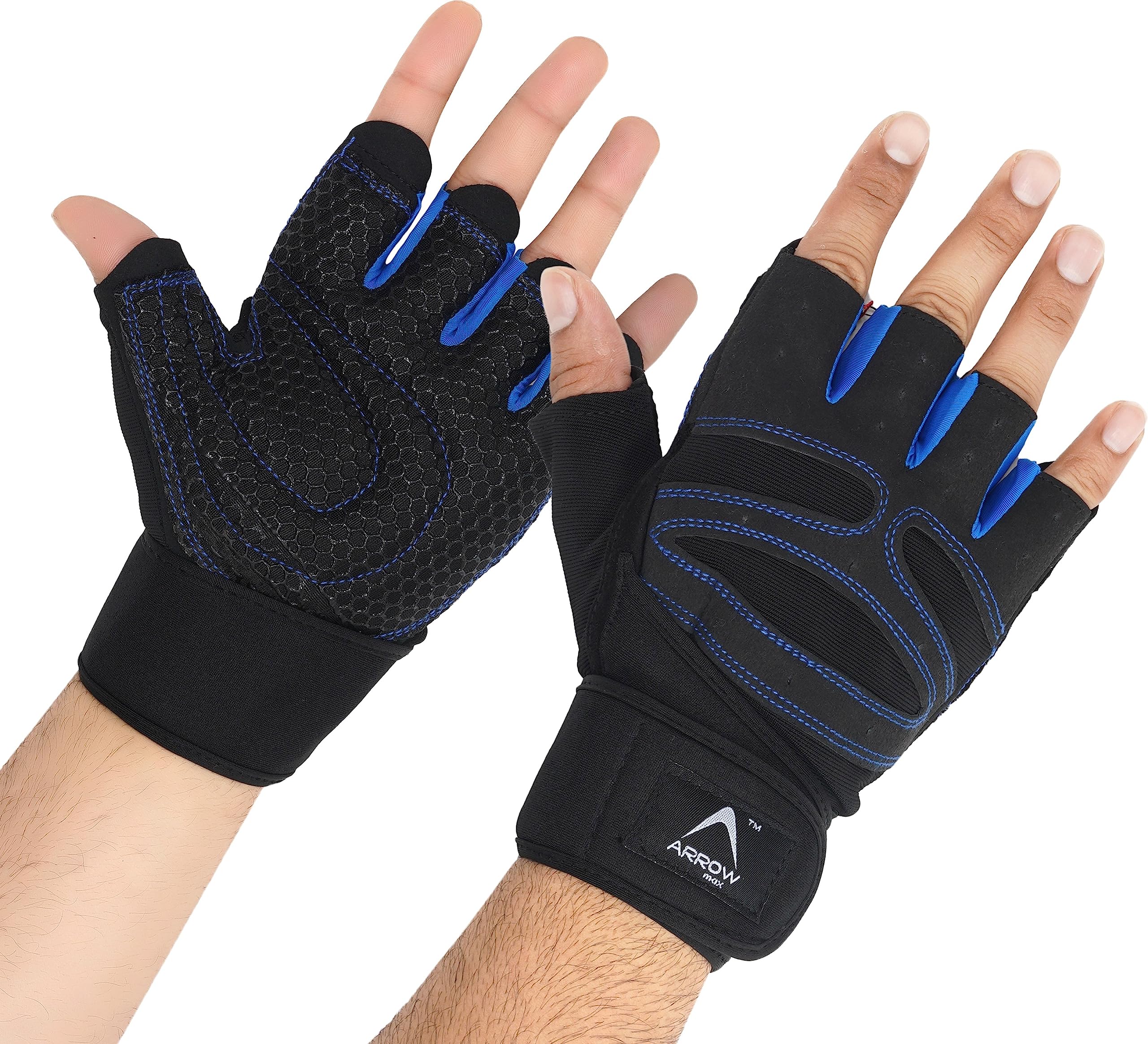 ArrowMax Gym Gloves for Men & Women with Wrist Support, Weightlifting & Cycling Gloves, Spider Gel