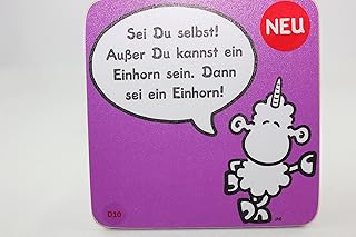 Sheepworld - 45460 – Sottobicchiere n. D10, pecora, sei tu stesso! Oltre a tu Kannst un unicorno Sein, Allora sei un unicorno!, sughero, 9,5 cm x 9,5 cm