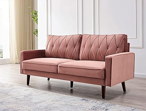 Miniatura 10 de Container Furniture Direct S5739N - Sofá de terciopelo copetudo de estilo moderno para sala de estar con tapicería de tela suave y marco de madera