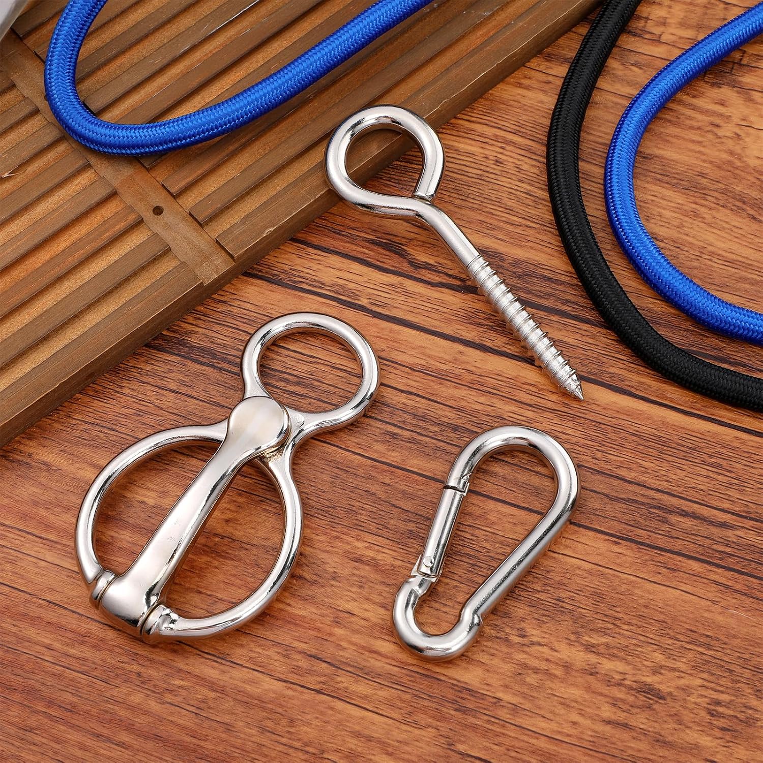 Lemecima 3 Sets Horse Tie Ring with Eye Bolt and Snaps Saddle, Heavy Duty Carbon Steel Horse-Tack Training Equipment - Safe Blocker Ring Horse Accessories and Supplies (Silver)