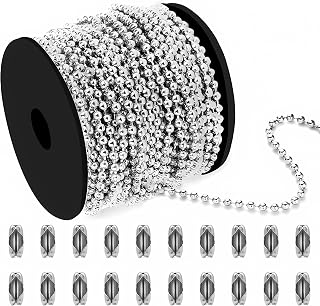 100ft #10 Stainless Steel Ball Bead Chain 4.5mm - Durable 304 SS for Roller Shades, Blinds, Dog Tags, Jewelry, Crafts w/ Spool & Connectors