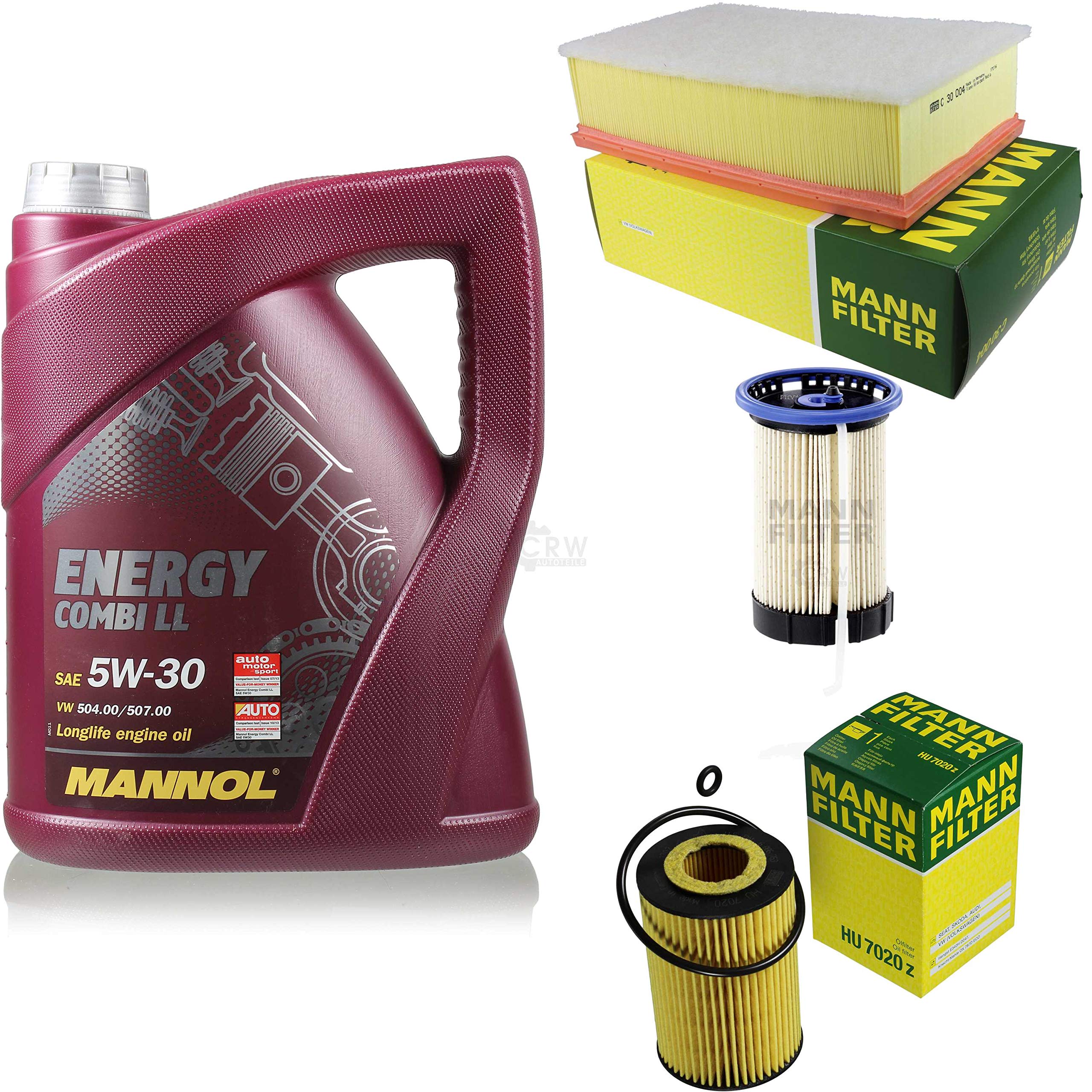 QR-PARTS 69140475 - Set di filtri di ispezione 5 litri MANNOL olio motore Energy Combi LL 5W-30 API SN/CF MANN-FILTER filtro aria filtro olio filtro carburante