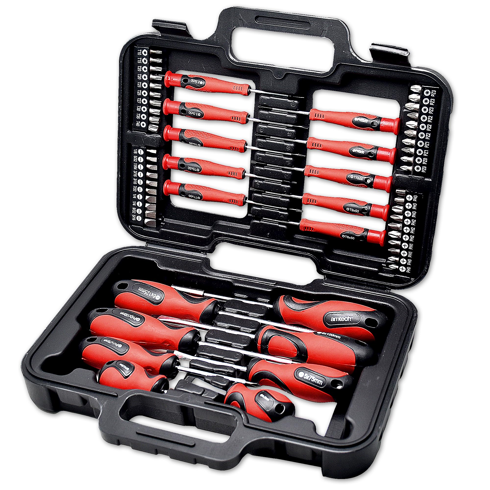 Amtech L1706 set de 58 tournevis ergonomiques avec support de rangement