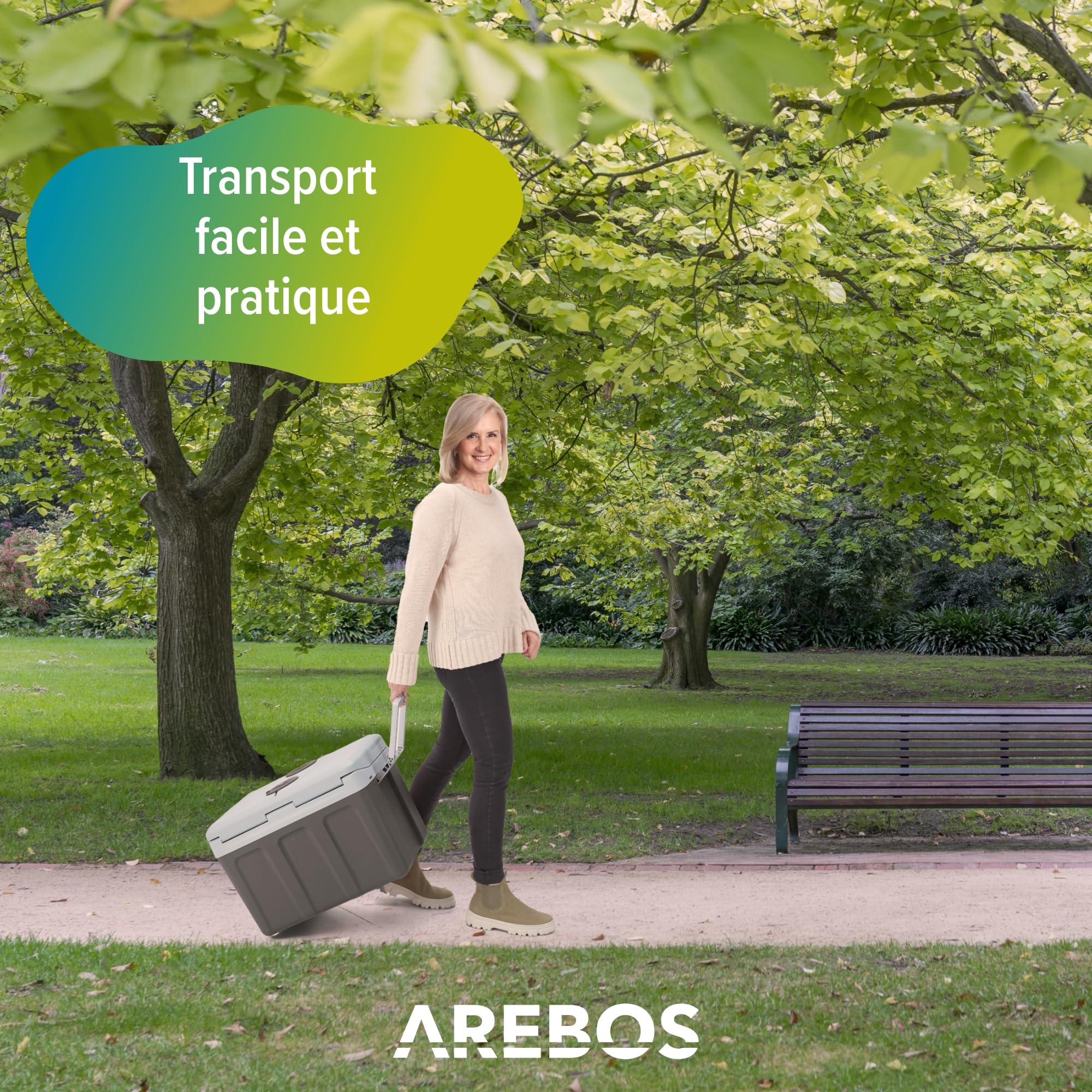 Arebos Glacière 40 litres | pour Refroidir & Maintenir au Chaud | Mini réfrigérateur | Réfrigérateur Mobile avec Mode ECO | 12/230 V pour Voiture & Prise de Courant | Glacière électrique