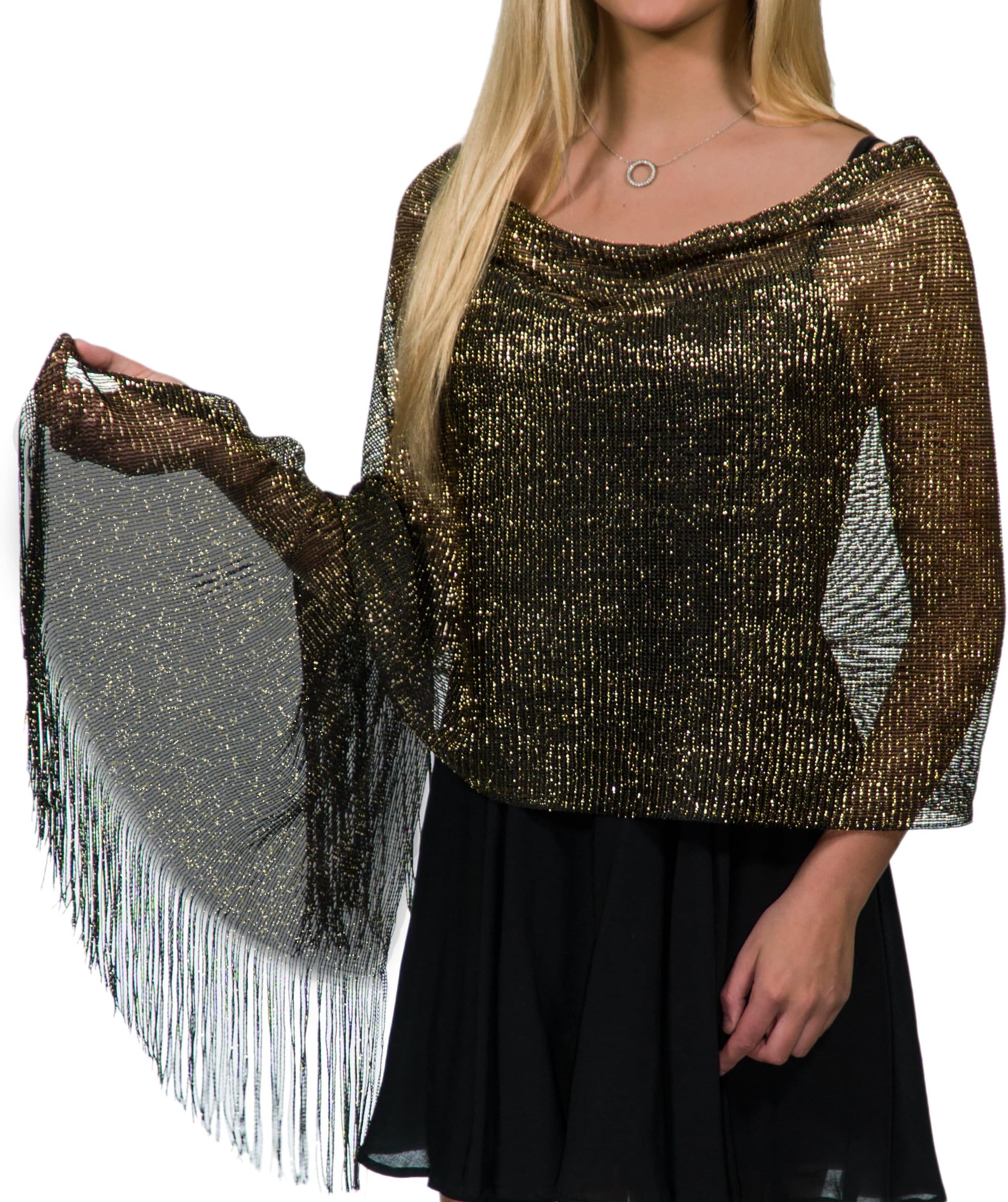 ShineGlitz Shawls and Wraps for Evening Dresses, Metallic Glitter Shawls for Women, Sparkling Wedding Giving Shawl Gift