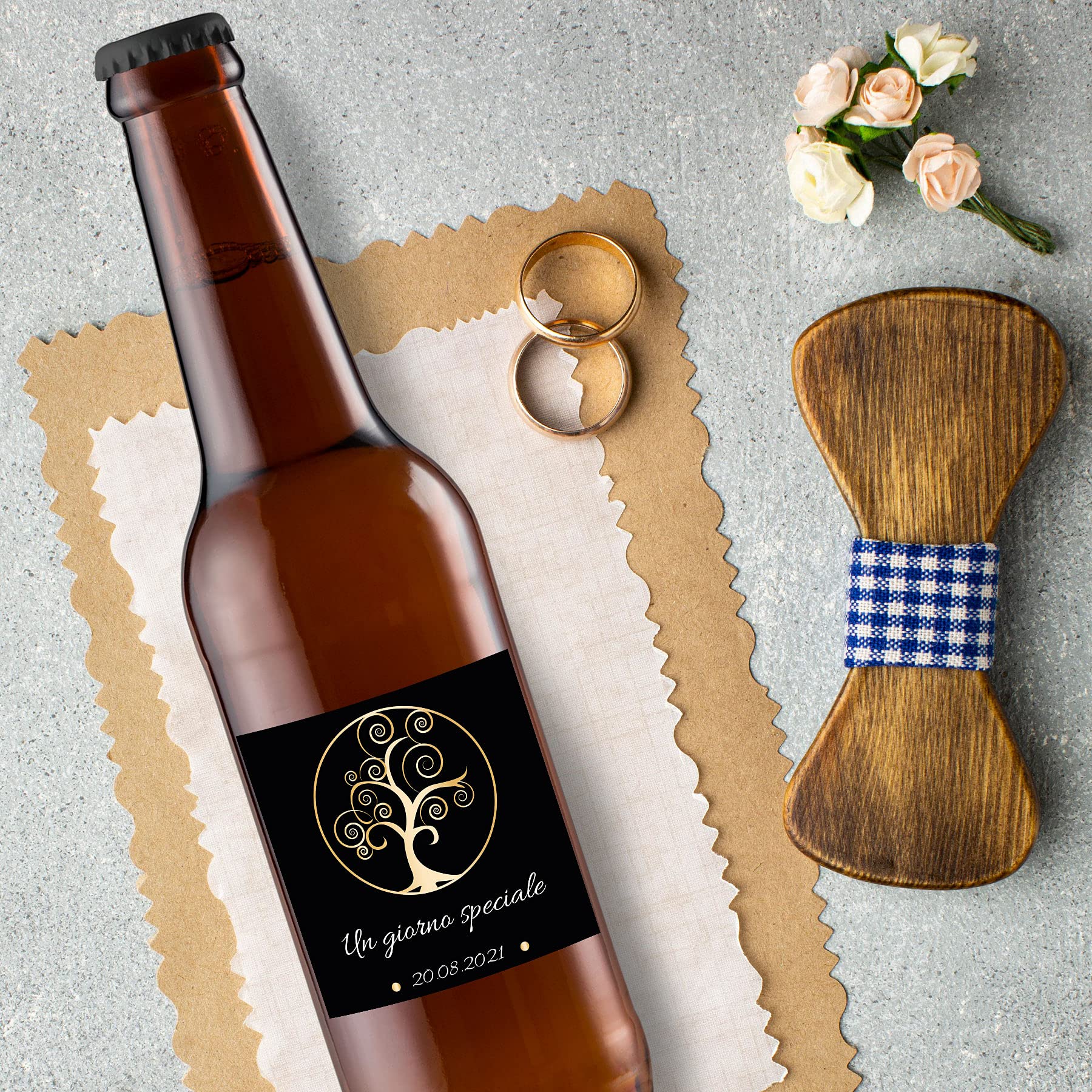 24 bottiglie di birra Personalizzate - Idea esclusiva e originale per bomboniere di matrimonio, comunione, battesimo e anniversario (Albero della vita, 0,33 L)