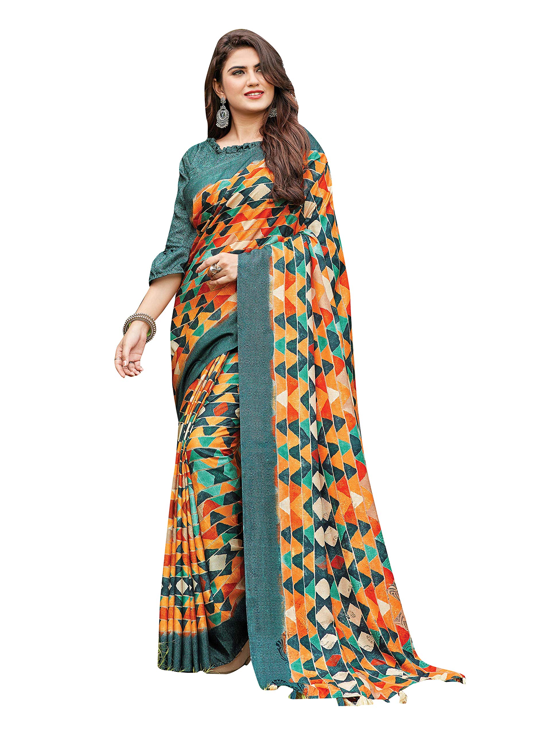 Elina fashion Sarees For Women Cotton Art Silk Printed Saree l Bollywood Indian Wedding Gift Sari with Unstitched Blouse