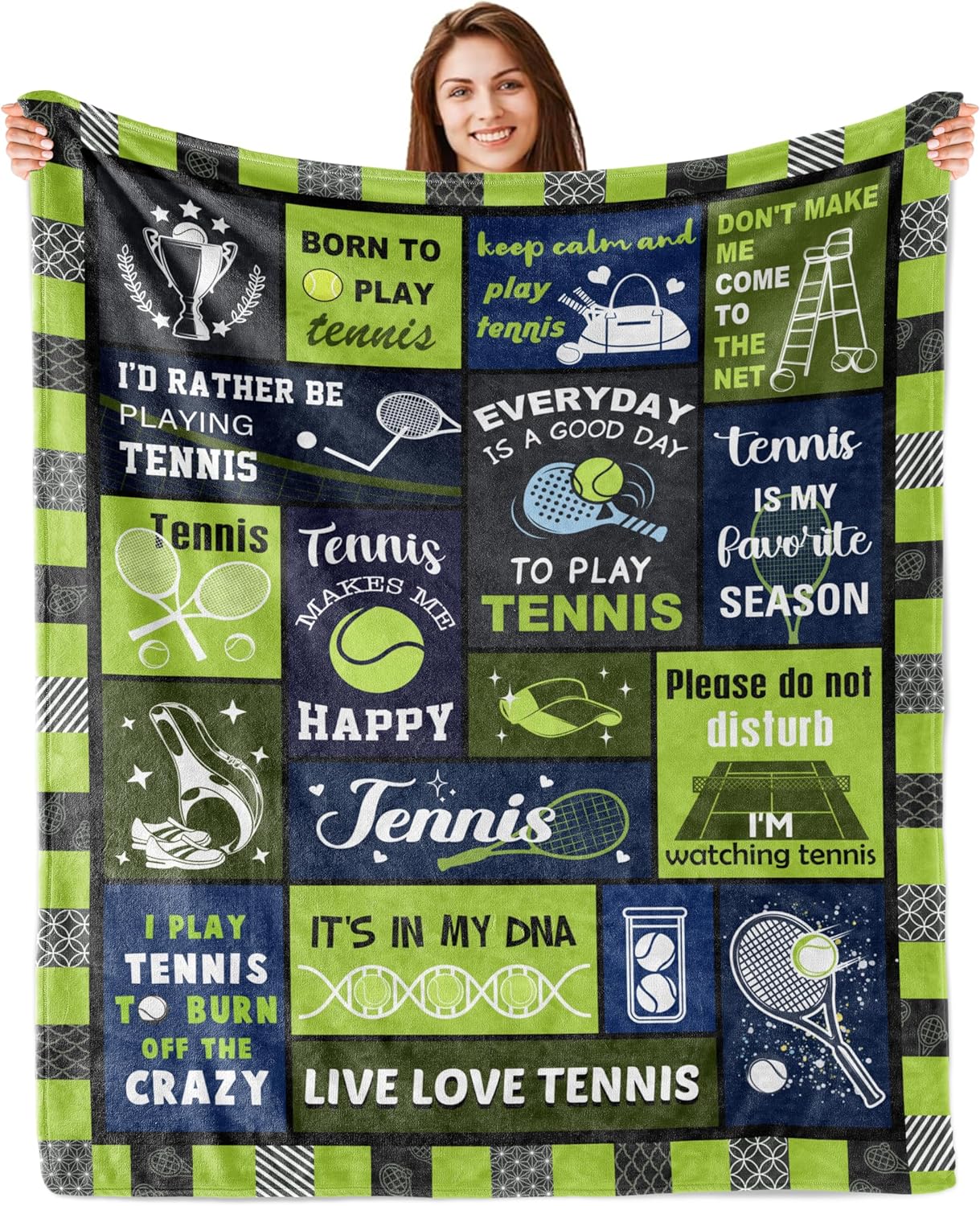Tennis Gifts for Women/Men, Gifts for Tennis Players/Lover, Soft Cozy Flannel Throw Blanket, Gifts for Sport Lovers Blanket 60"X 50"
