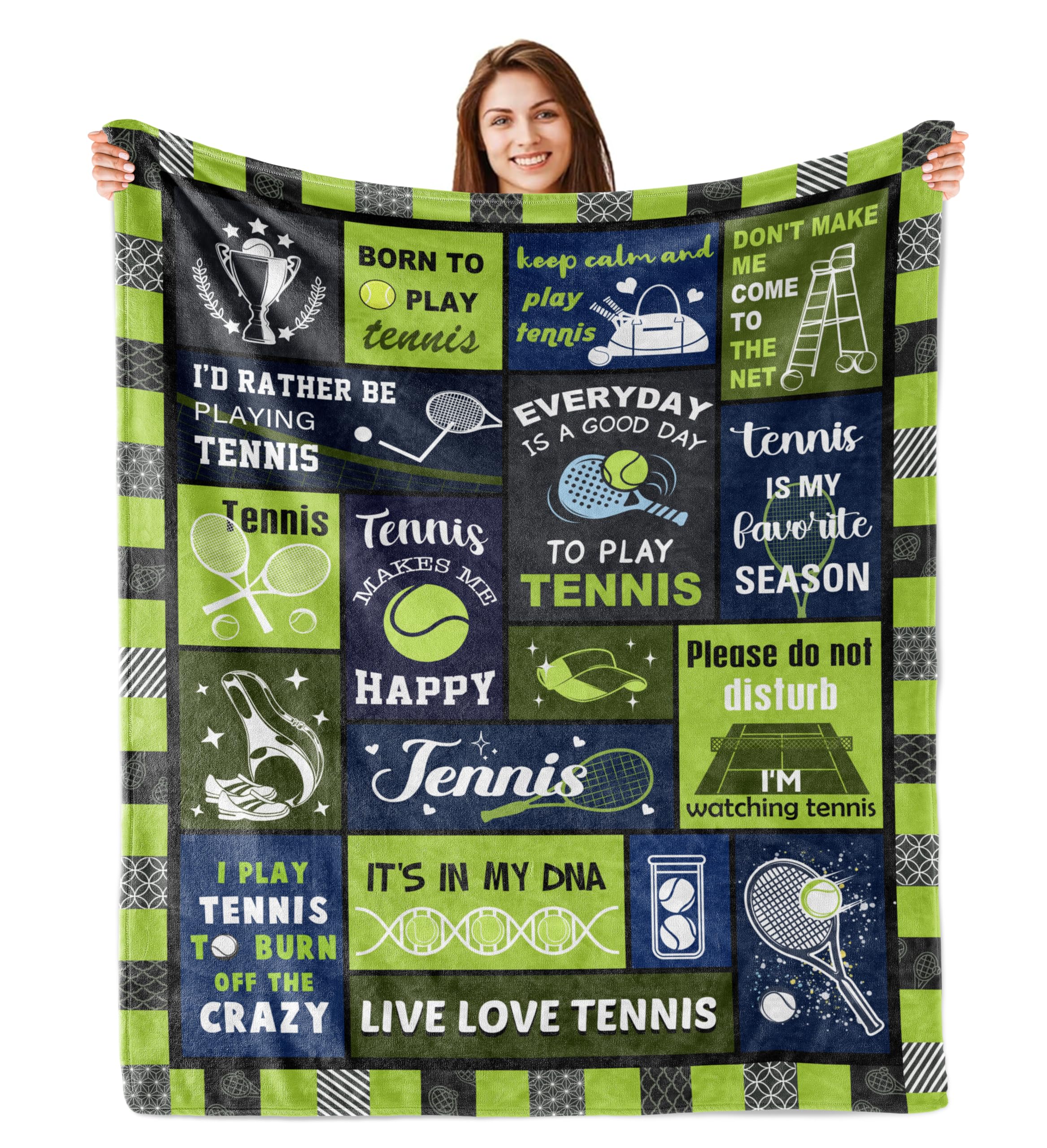 Photo 1 of Wyhcxl Tennis Gifts for Women/Men, Gifts for Tennis Players/Lover, Soft Cozy Flannel Throw Blanket, Gifts for Sport Lovers Blanket 60"X 50"