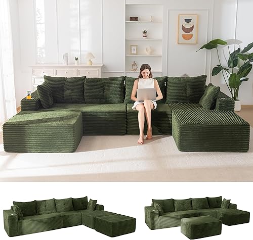 Miniatura 47 de MAXYOYO Sofá modular de 104 pulgadas con diván en forma de L, moderno sofá deshuesado para sala de estar, sofá en una caja, sofá cama de gran tamaño