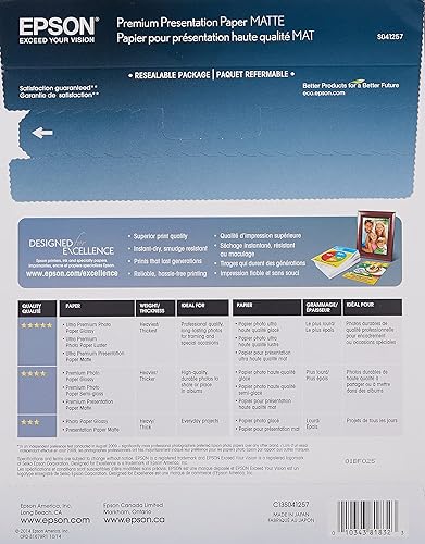 Miniatura 4 de Epson Papel mate pesado de 85 x 11 pulgadas 50 hojas S041257