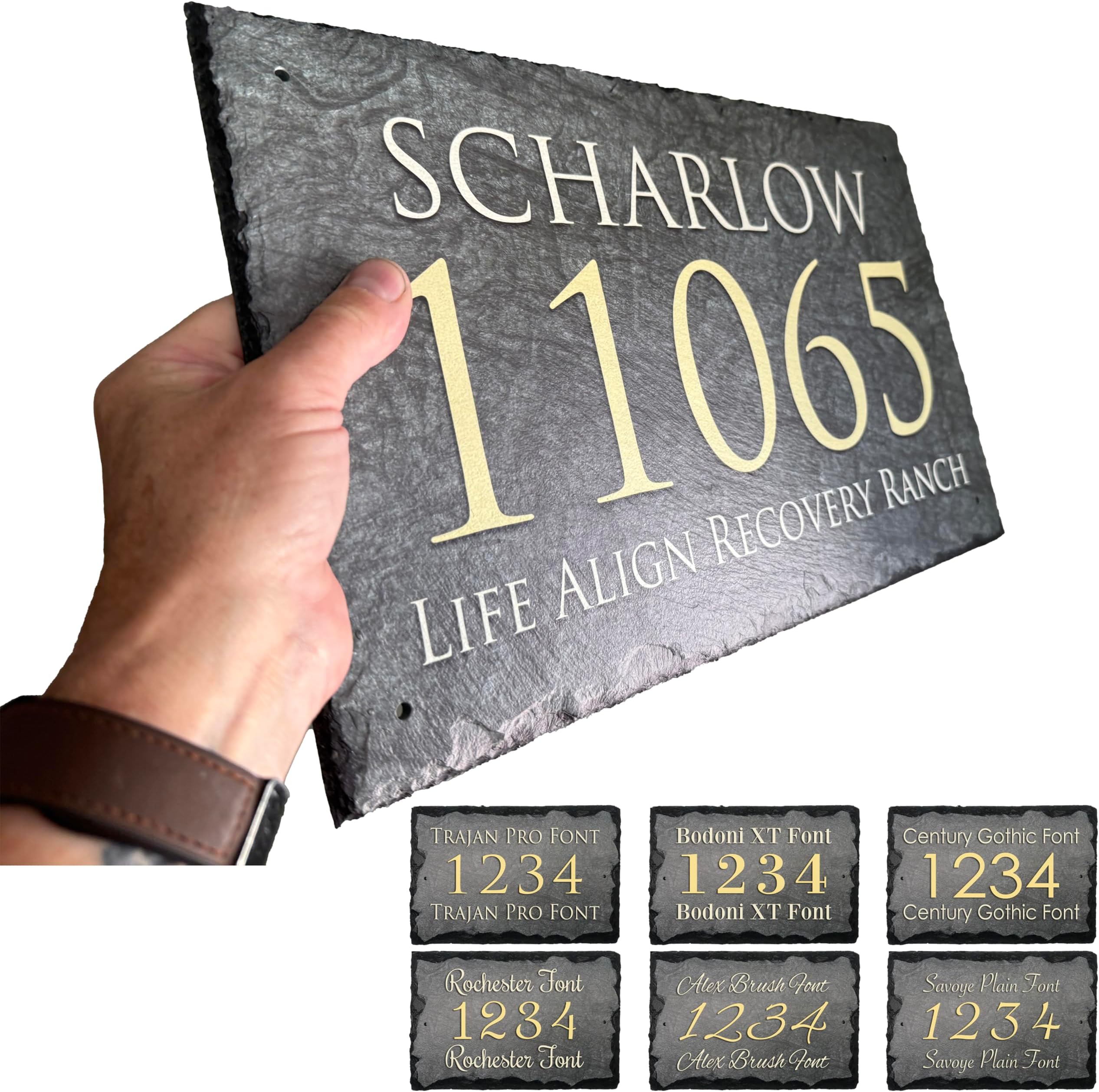 Fully Customizable Slate Home Address Plaque